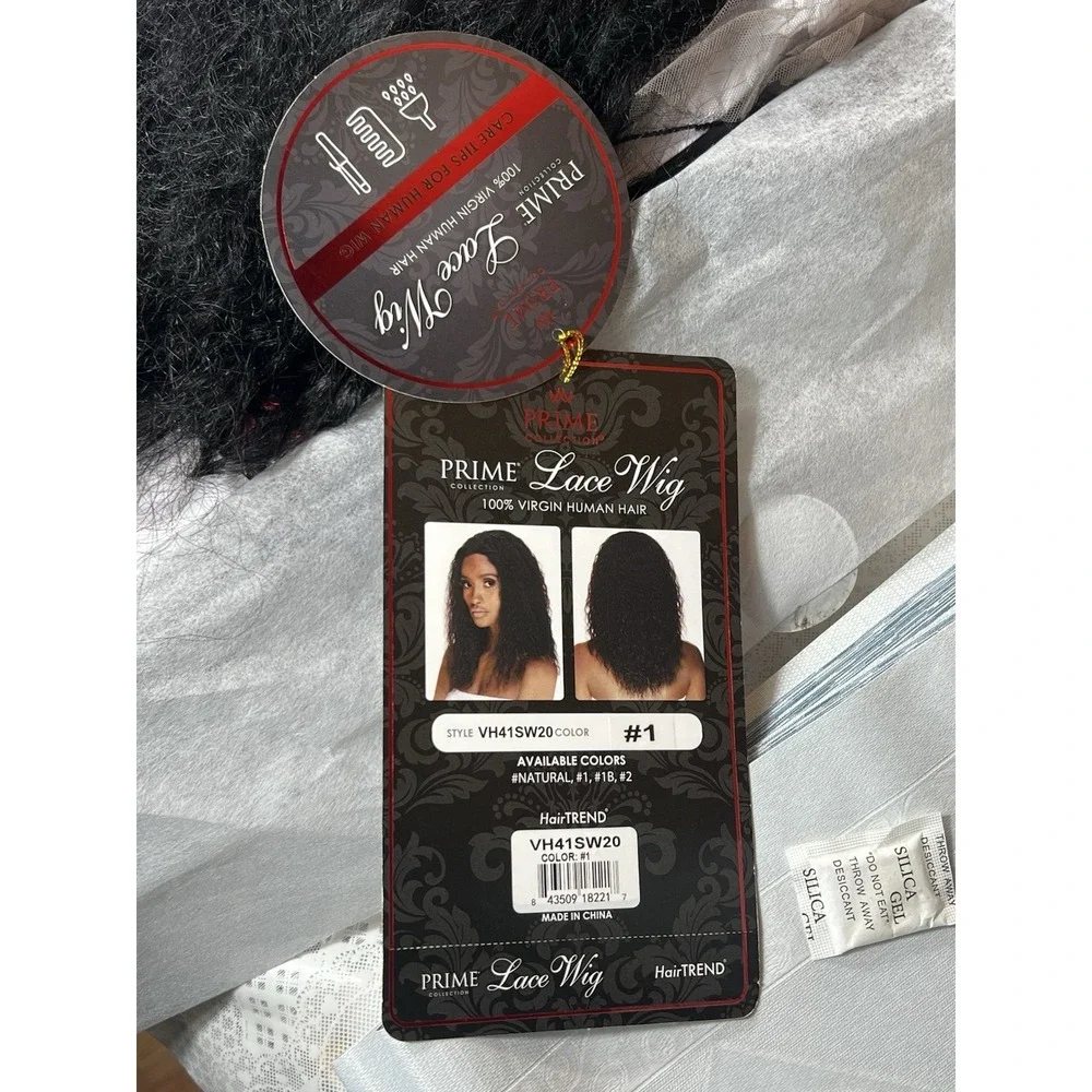 Prime Lace Wig HD 100% Virgin Human Hair ItemVH41SW20 Color #1 Style Wet&wave